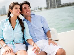 Romantic couple in a boat